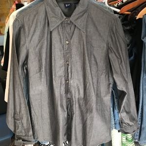 Dark grey button up womens shirt, size M